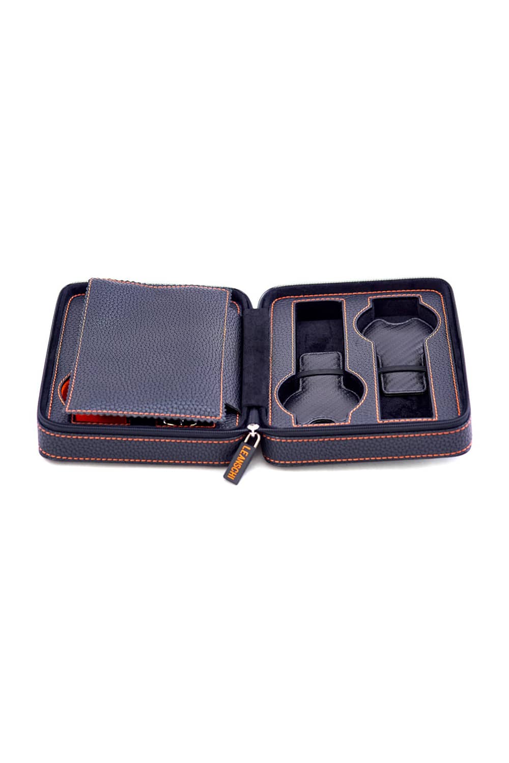 Leanschi ZIP-pouch storage | transport 4 watches | Black PU