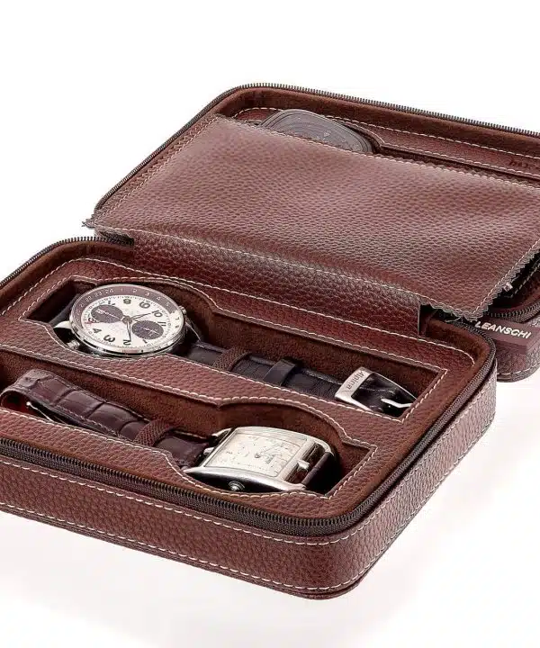 Leanschi ZIP-pouch storage | transport 4 watches | brown PU - Bilde 3